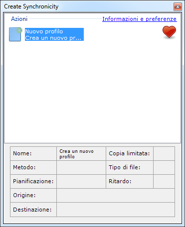 Dopo di aver risposto a questa domanda, vi apparirà la schermata di base del programma Create Synchronicity.